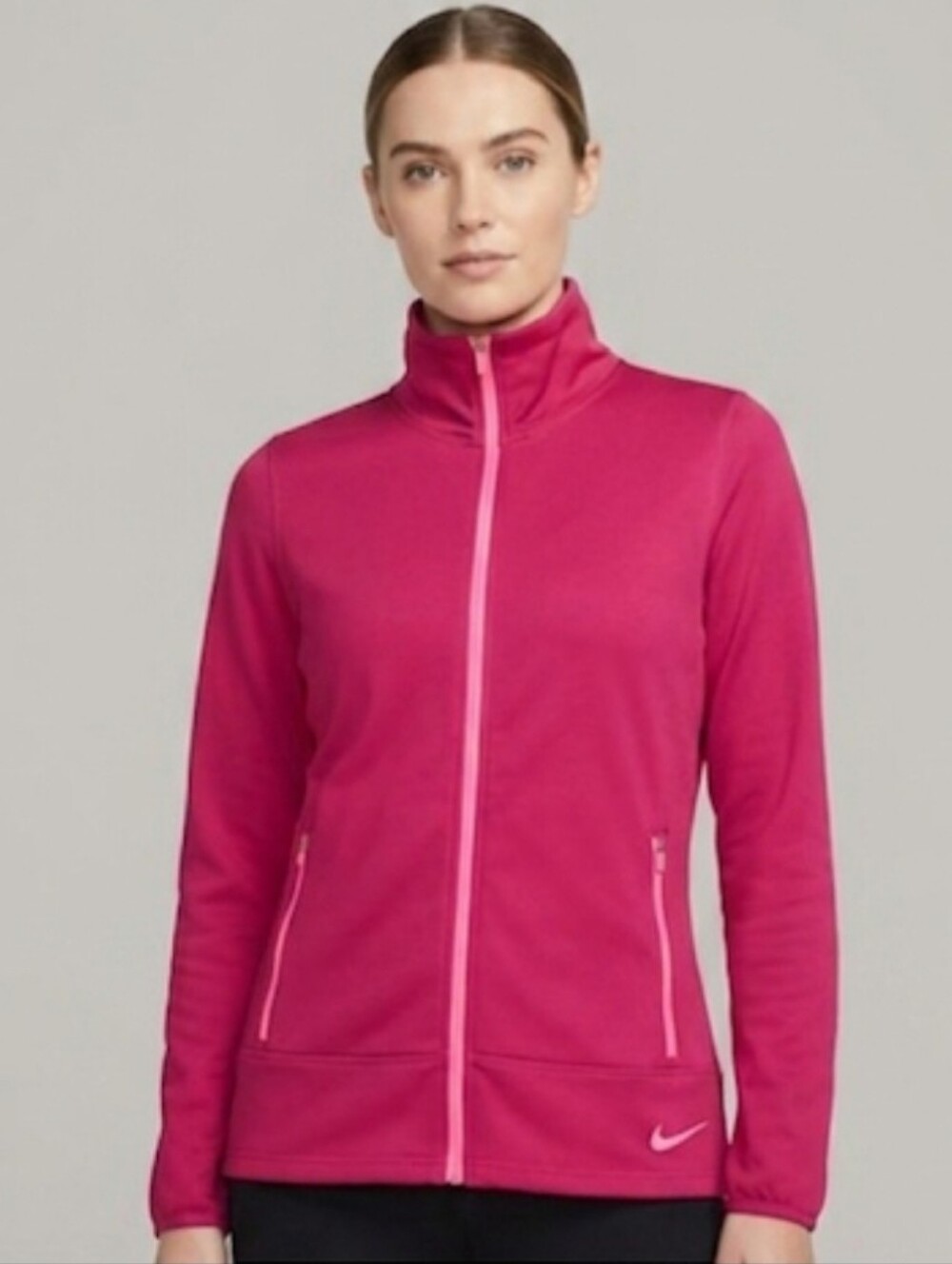 Nike Golf ThermaFit Activewear Pink Fleece Lined Jacket Women Size Medium
